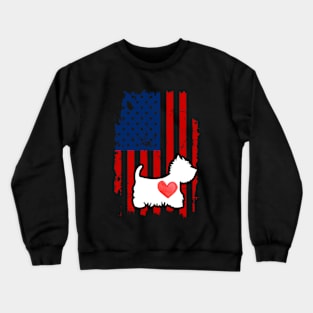 Westie Merica Usa American Flag Crewneck Sweatshirt